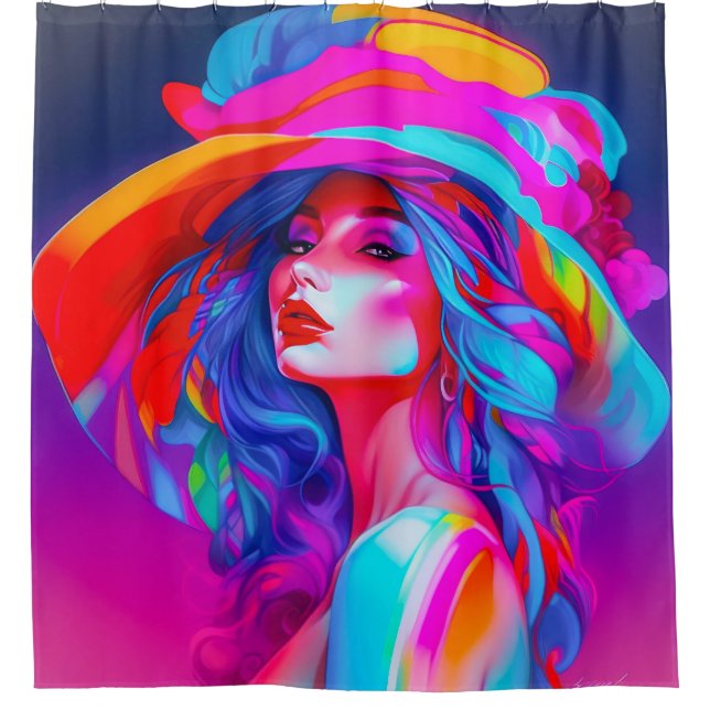 Cortina Para Box Retrato Neon Pop Art (Frente)