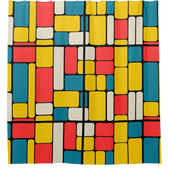 Cortina Para Box Retro 80s ousado geométrico moderno brilhante (Frente)