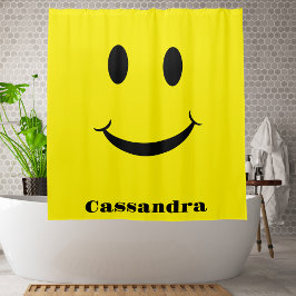 Cortina Para Box Retro Amarelo Rosto Feliz Sorridente