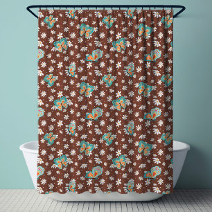 Cortina Para Box RETRO Anos 70 Mod Daisy Floral Hippy Borboleta Mar