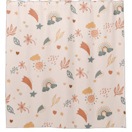 Cortina Para Box Retro Boho Watercolor Arco-Íris Neutro