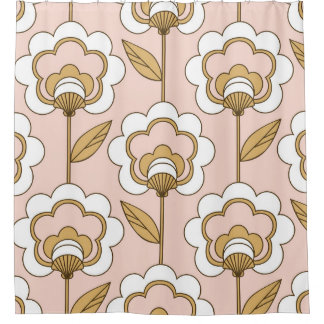 Cortina Para Box Retro-floral: padrão de vinheta sem costura.
