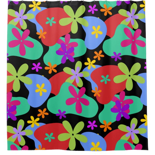 Cortina Para Box Retro Flores sem costura (Frente)