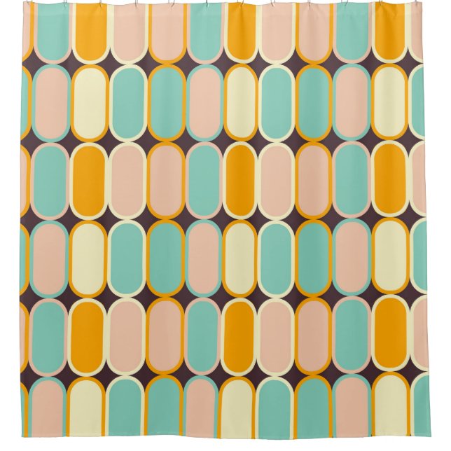 Cortina Para Box Retro geometric pattern with vertical ovals (Frente)