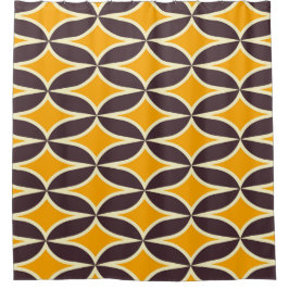 Cortina Para Box Retro geometric pattern yellow and brown leaf