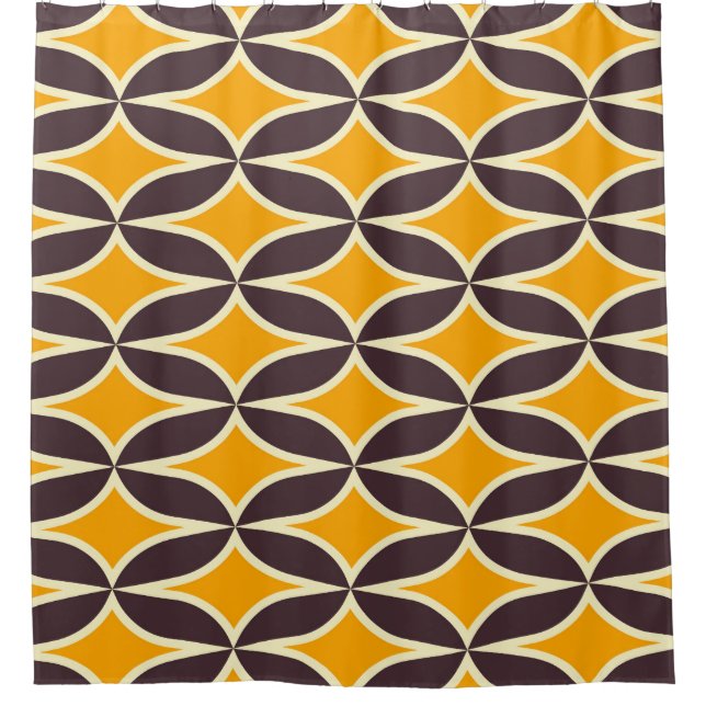 Cortina Para Box Retro geometric pattern yellow and brown leaf (Frente)
