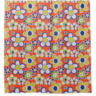 Cortina Para Box Retro Groovy Floral dos anos 60 e 70