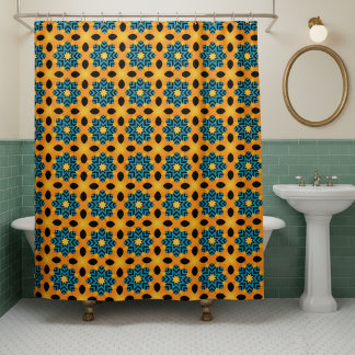 Cortina Para Box Retro Modern Orange And Blue  Shower Curtain