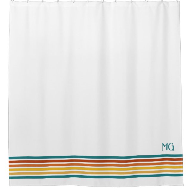 Cortina Para Box Retro Monogrammed Minimalist Stripes (Frente)