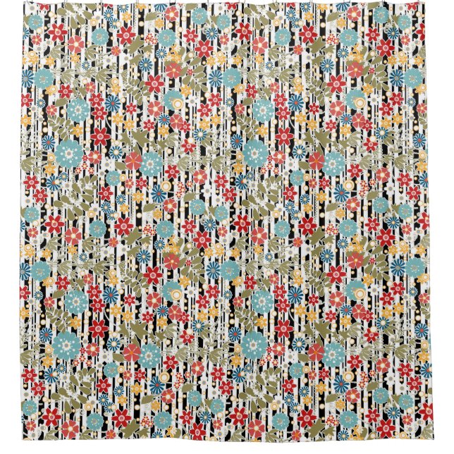 Cortina Para Box Retro, retro floral (Frente)