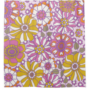 Cortina Para Box Retroativo floral dos anos 60. Padrão de ilustra