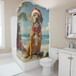 Cortina Para Box Ridgeback Dog Christmas Vintage Beach<br><div class="desc">Traga o calor dos feriados para a costa com esta charmosa design inspirada na vintagem, que apresenta um cão festivo sentado numa praia serena. Com um clássico toque de feriado de tons nostálgicos e vibrações costeiras, esta trabalho de arte captura a magia do Natal pelo mar. Perfeito para espalhar alegria...</div>
