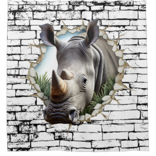 Cortina Para Box Rinocerontes 3D Quebram Arte - Safari Realista