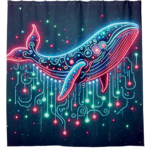 Cortina Para Box "Ritmos Neon Ocean - Arte Retro Baleia"