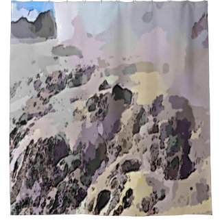 Cortina Para Box Rochas abstrato e Água