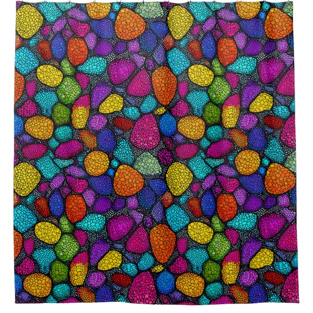 Cortina Para Box Rochas coloridas abstratas (Frente)
