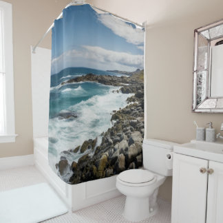 Cortina Para Box Rocky Beach Cove Ocean Waves Themed Chá Curtina