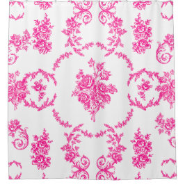 Cortina Para Box rococo - ornamentado branco-rosa, botânico,