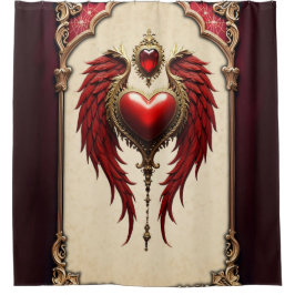Cortina Para Box Romance venenoso com coração e asas.