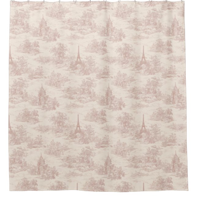 Cortina Para Box Romantic Pink French Toile Countryside Pattern (1) (Frente)