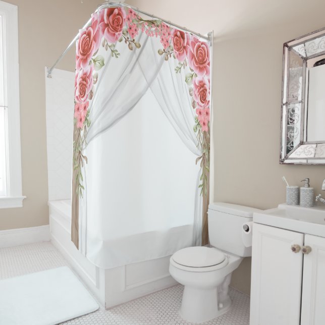 Cortina Para Box Romantic Rose Arch Floral Shower Curtain (In Situ)