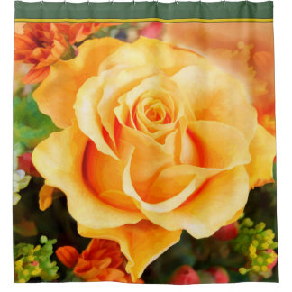 Cortina Para Box Rosa amarelo da aguarela na flor completa