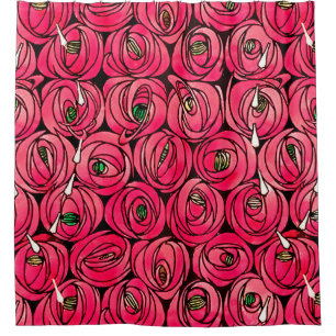 Cortina Para Box Rosa Art Nouveau Rennie Macintosh Graphic