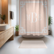 Rosa Bege e Branco Chave Grega | Monogramada