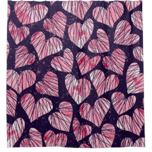 Cortina Para Box Rosa coração: padrão uniforme de aquarela.
