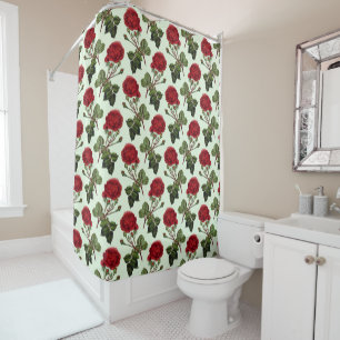 Cortina Para Box Rosa de padrão verde vermelho longo