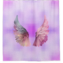 Rosa e Mauve Angel Wings em um fundo mauve