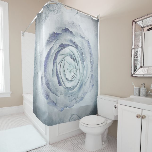 Cortina Para Box Rosa Flor 13 azul (In Situ)