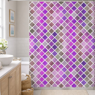 Cortina Para Box Rosa Roxo Laranja Verde Mosaico