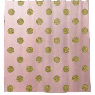 Cortina Para Box Rosa Suave Dourado Brilhante Glam Pontos Cute