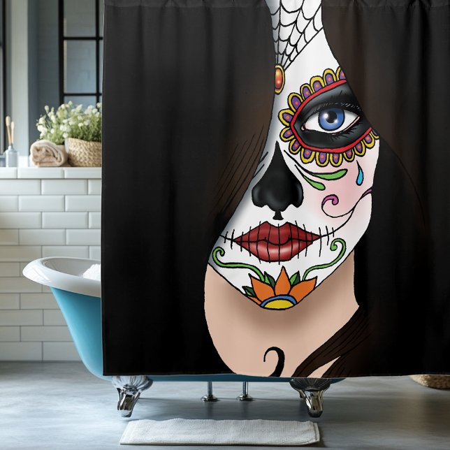 Cortina Para Box Rosa Sugar Skull (Criador carregado)