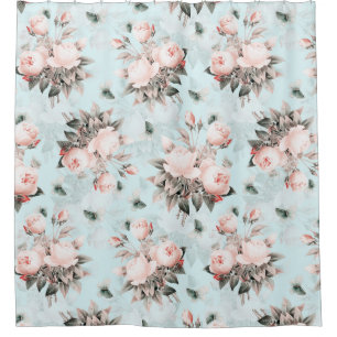 Cortina Para Box Rosas Blush Buquês Vintage Jardim Rococo