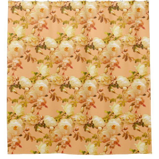 Cortina Para Box Rosas brancas românticas em laranja (Frente)