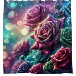 Cortina Para Box "Rosas de gradiente com Dewdrops"