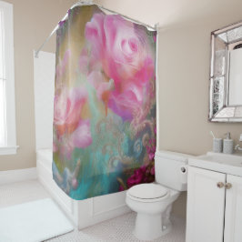 Cortina Para Box Rosas Fantásticos Pintados Em Botânica Rosa Vintag