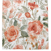 Rosas Laranja Aquarela Botânica Coral Floral