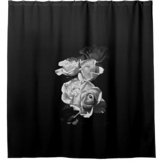 Cortina Para Box Rosas preto e branco