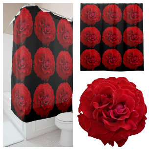 Cortina Para Box Rosas vermelhas Clássicas Dramáticas Preto Fotográ