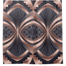 Cortina Para Box Rose Gold Navy Geometric Neo Art Deco
