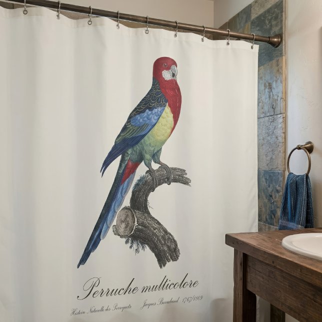 Cortina Para Box Rosela-oriental ou periquito Platycercus eximius (Eastern rosella or Platycercus eximius parakeet. Shower Curtain)