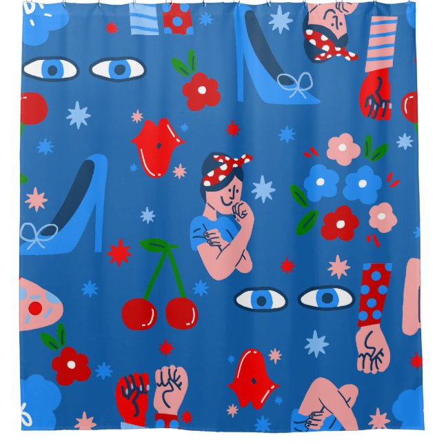 Cortina Para Box rosie the riveter rockabilly whimsical (Frente)