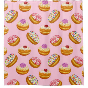 Cortina Para Box Rosquinhas Coloridas: Aquarela Desenhada À Mão