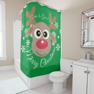 Cortina Para Box Roteiro de Cartoon de Grafo de Natal Verde