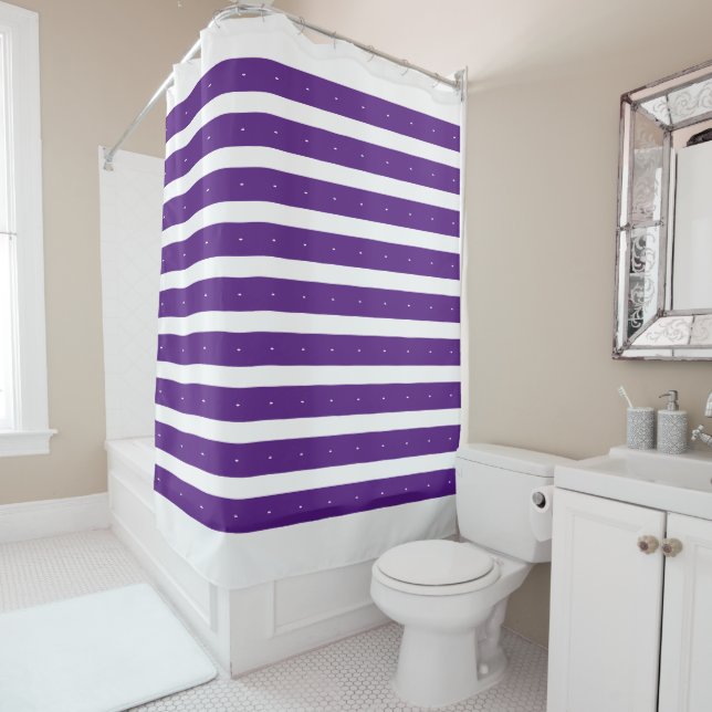 Cortina Para Box Roxo Real e listras brancas (In Situ)