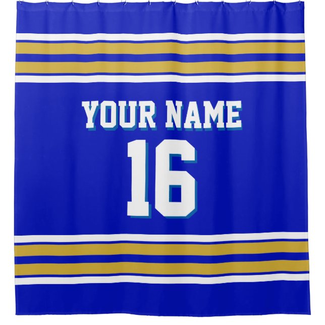 Cortina Para Box Royal Blue Dourado White Stripes Sports Jersey (Frente)