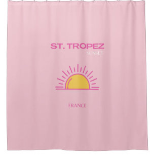 Cortina Para Box Rua Tropez, França, Sunset, Viagem Art, Rosa